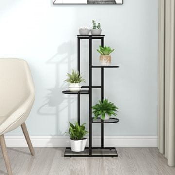 Vidaxl Stalak za cvijeće s 5 razina 43x22x98 cm Crni metal