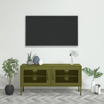 Vidaxl TV stalak maslinasto zelene boje 105x35x50 cm čelik