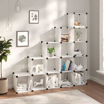 Vidaxl Kockasta polica s 15 odjeljaka, prozirna PP