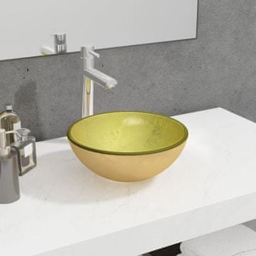Vidaxl Umivaonik od kaljenog stakla 30 x 12 cm zlatne boje