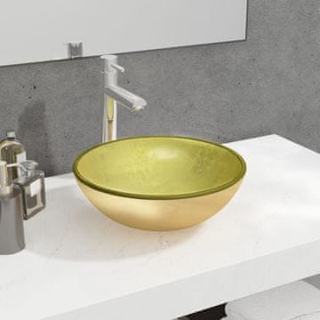 Vidaxl Umivaonik od kaljenog stakla 35 x 12 cm zlatne boje