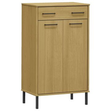 Vidaxl Stalak za cipele s metalnim nogama OSLO smeđi masivna borovina