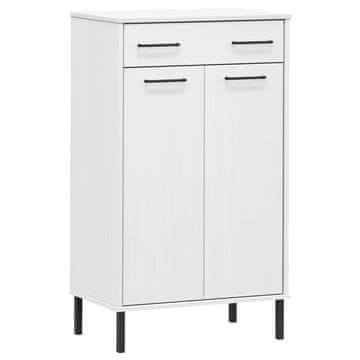 Vidaxl Stalak za cipele s metalnim nogama OSLO bijeli masivna borovina