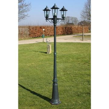 Vidaxl Vrtna podna lampa s 3 kraka 215 cm tamnozelena/crna