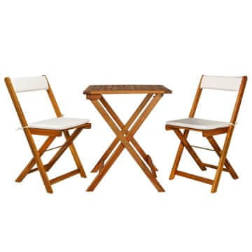 Vidaxl Sklopivi bistro set od 3 dijela s jastucima, masivno drvo akacije