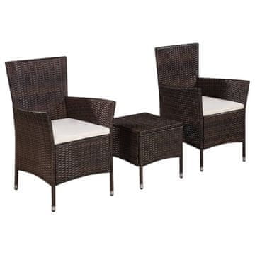 Vidaxl 3-dijelni bistro set od poliratana smeđi