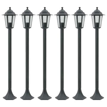 Vidaxl Vrtna stupna svjetiljka od aluminija 6 kom E27 110 cm tamno zelena
