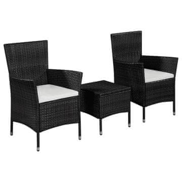 Vidaxl Bistro set od 3 dijela, PE ratan, crni