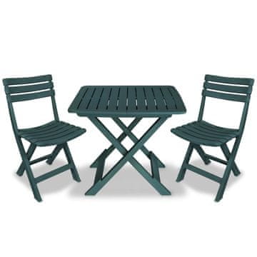 Vidaxl 3-dijelni sklopivi bistro set plastični zeleni