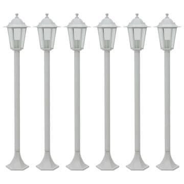 Vidaxl Vrtne lampe, 110 cm, E27, Aluminij, 6 kom, Bijele