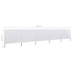 Vidaxl Zaštitna tkanina s 5 krila 600x80 cm pješčano bijela