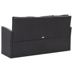 Vidaxl 6-dijelna vrtna garnitura od poliratana s jastucima crna