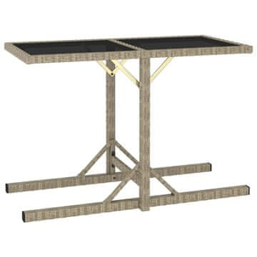 Vidaxl Vrtni stol bež 110 x 53 x 72 cm staklo i poli ratan