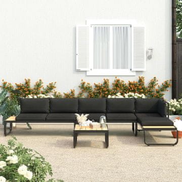 Vidaxl Kutna garnitura od 4 dijela s jastucima, aluminij i WPC