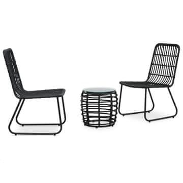 Vidaxl Bistro set od 3 dijela, PE ratan, crni