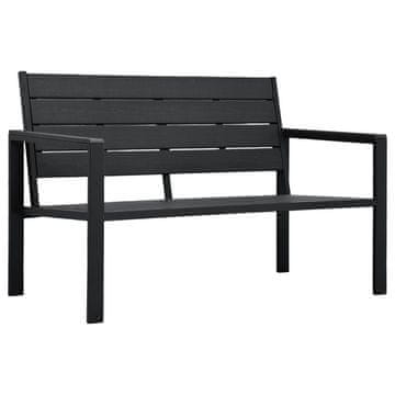 Vidaxl Vrtna klupa 120 cm Crna HDPE Drveni izgled