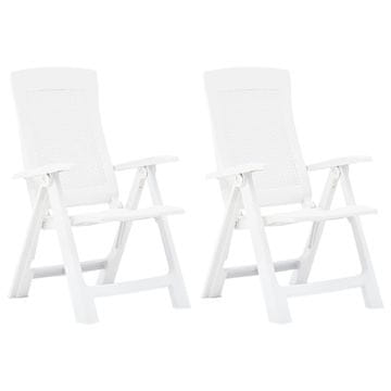 Vidaxl Vrtne nagibne stolice 2 kom plastične bijele