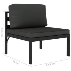 Vidaxl 3-dijelna vrtna garnitura s jastucima aluminijska antracit