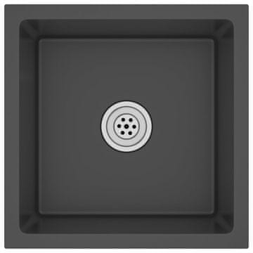 Vidaxl Ručno rađeni kuhinjski sudoper crni od nehrđajućeg čelika