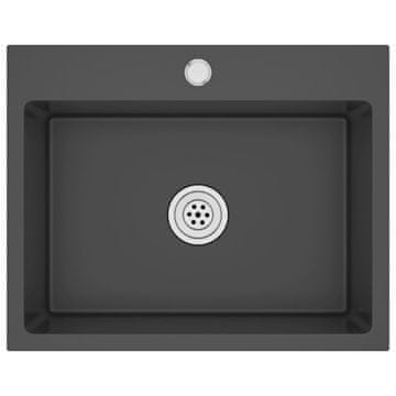 Vidaxl Ručno rađeni kuhinjski sudoper crni od nehrđajućeg čelika