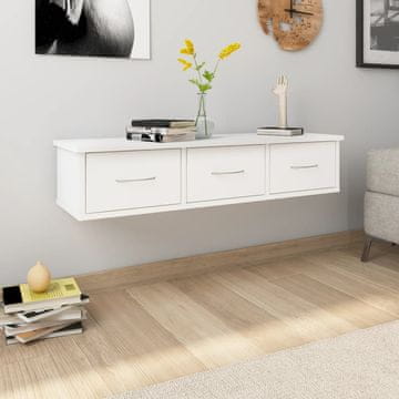 Vidaxl Zidna polica s ladicama bijela 88x26x18,5 cm iverica