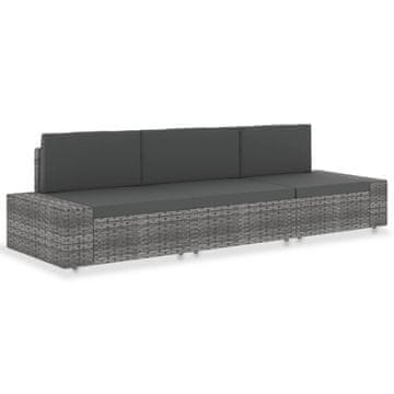 Vidaxl Modularna sofa s 3 sjedišta, PE ratan, siva
