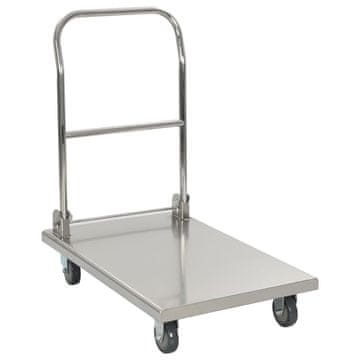Vidaxl Kolica s platformom srebrna 82x53x86 cm nehrđajući čelik