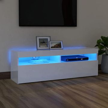 Vidaxl TV ormarić s LED rasvjetom bijeli visoki sjaj 120x35x40 cm