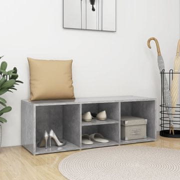 Vidaxl Klupa s prostorom za cipele, betonsko-siva, 105x35x35 cm, ploča