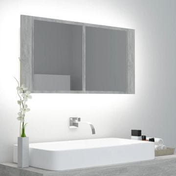 Vidaxl Kupaonski ormarić s ogledalom i LED svjetlom, betonsko-sivi 90x12x45 cm