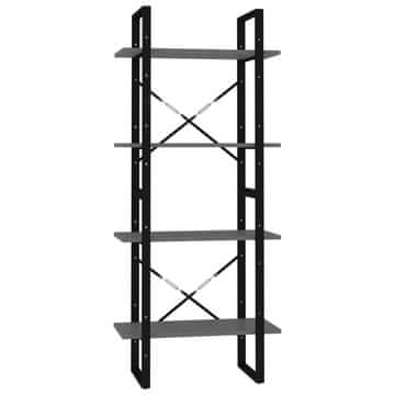 Vidaxl Ormarić za knjige 4 razine sivi 60x30x140 cm konstruirano drvo