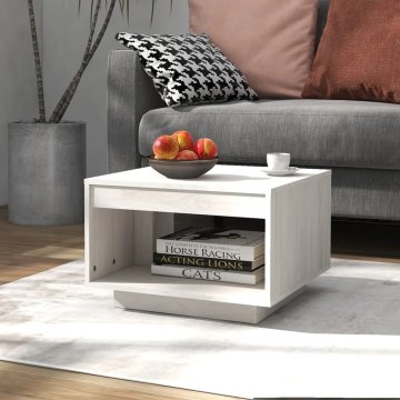 Vidaxl Klub stolić bijeli 50x50x33,5 cm masivni borov drvo