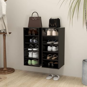Vidaxl Ormarići za cipele, set od 2, crni, 31,5 x 35 x 70 cm