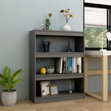 Vidaxl Polica za knjige/Pregrada siva 100x30x103 cm masivni bor