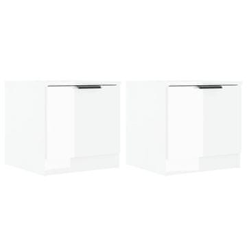 Vidaxl Noćni ormarići 2 kom visoki sjaj bijeli 40x39x40 cm