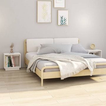 Vidaxl Noćni ormarići, set od 2, bijeli, 40x30x40 cm, masivni borov drvo