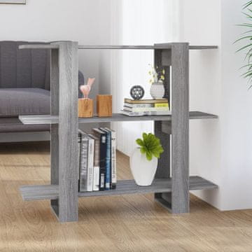 Vidaxl Polica za knjige/Pregrada, siva sonoma hrast, 100x30x87 cm