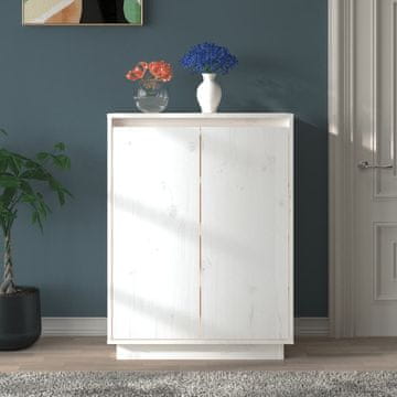 Vidaxl Ormarić za cipele Bijeli 60x35x80 cm Masivni borov drvo