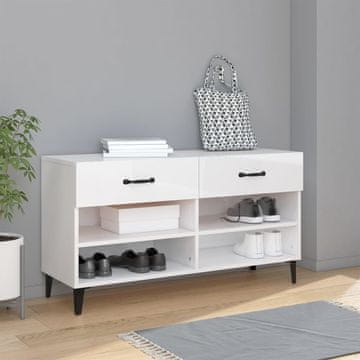 Vidaxl Ormarić za cipele visoki sjaj bijeli 102x35x55 cm