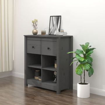 Vidaxl Ormarić sivi 70x35x80 cm masivni borov drvo