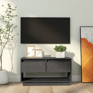 Vidaxl TV stalak sivi 74x34x40 cm masivni borov drvo