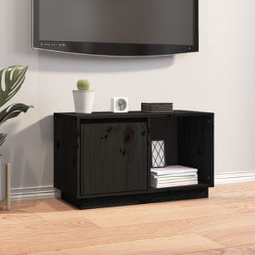 Vidaxl TV stalak crni 74x35x44 cm masivni borov drvo