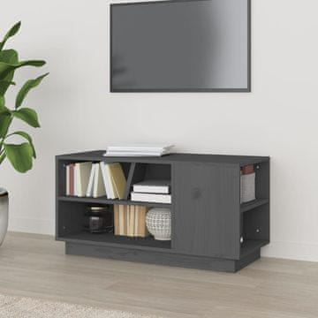 Vidaxl TV stalak sivi 80x35x40,5 cm masivni borov drvo