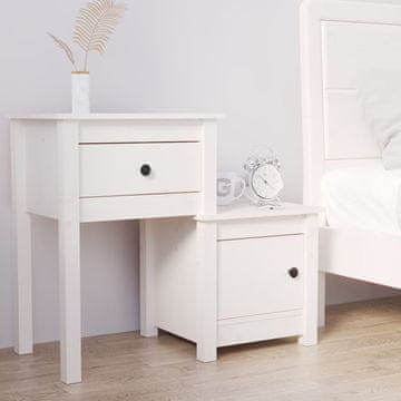 Vidaxl Noćni ormarić bijeli 79,5x38x65,5 cm masivni borov drvo