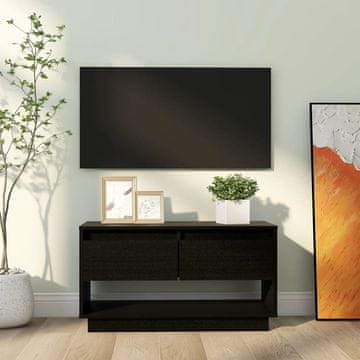 Vidaxl TV stalak crni 74x34x40 cm masivni borov drvo