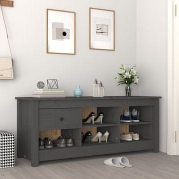 Vidaxl Ormarić za cipele sivi 110x38x45,5 cm masivni borov drvo