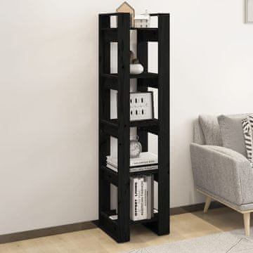 Vidaxl Polica za knjige/Pregrada Crna 41x35x160 cm Bor