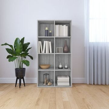 Vidaxl Polica za knjige, siva sonoma hrast, 66x30x130 cm
