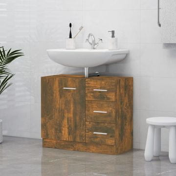Vidaxl Ormarić za umivaonik dimljeni hrast 63x30x54 cm