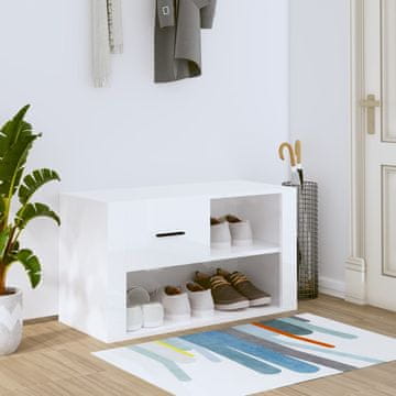 Vidaxl Ormarić za cipele visoki sjaj bijeli 80x35x45 cm